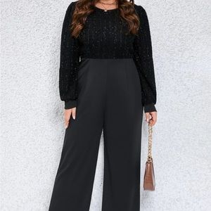 Brand NEW NEVER WORN Glitter textured bodice wide leg jumpsuit Plus size